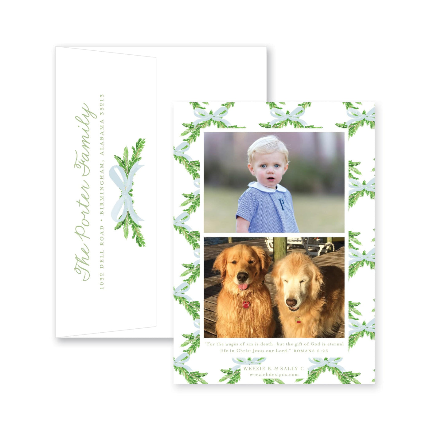 Evergreen Branch Vertical Christmas Card