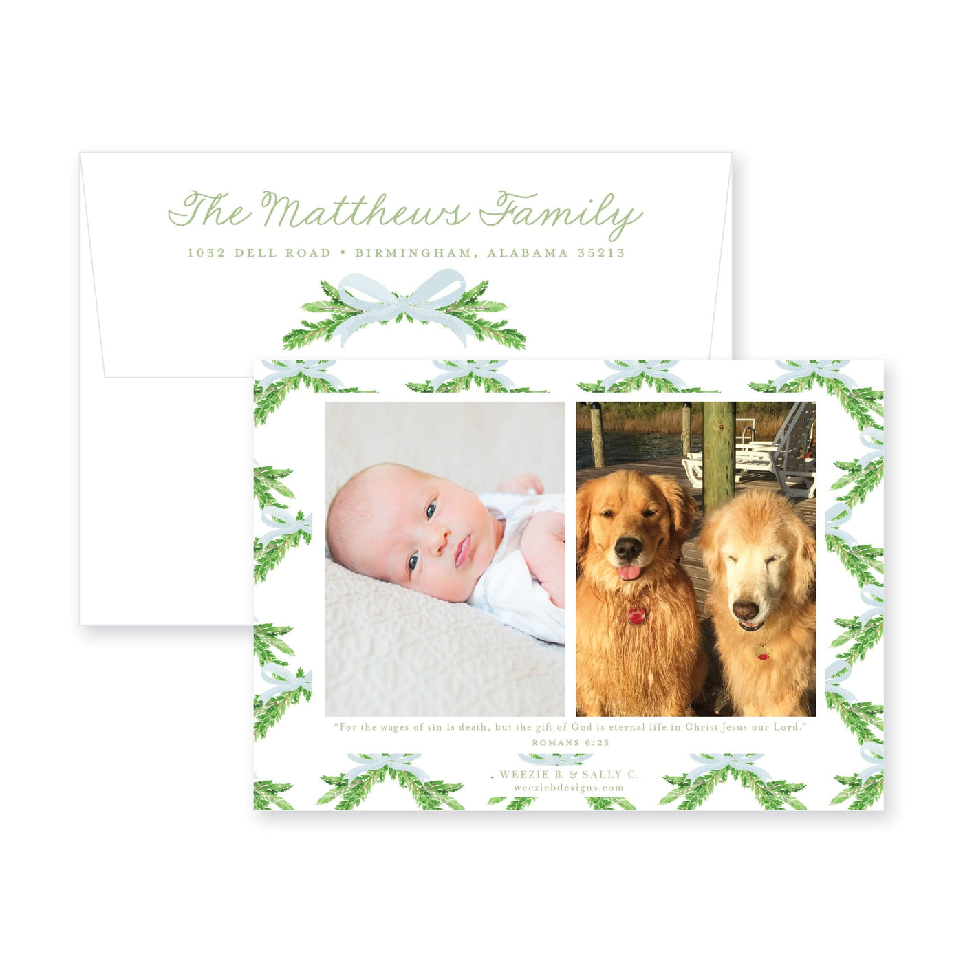 Evergreen Branch Horizontal Christmas Card