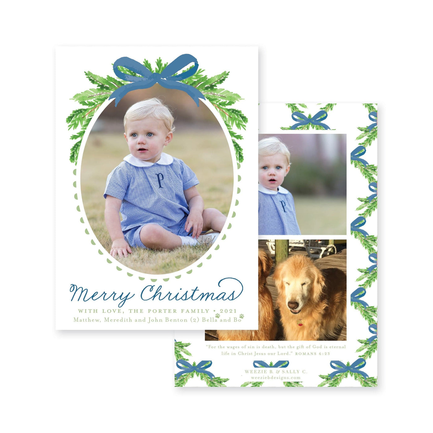 Evergreen Branch Vertical Christmas Card