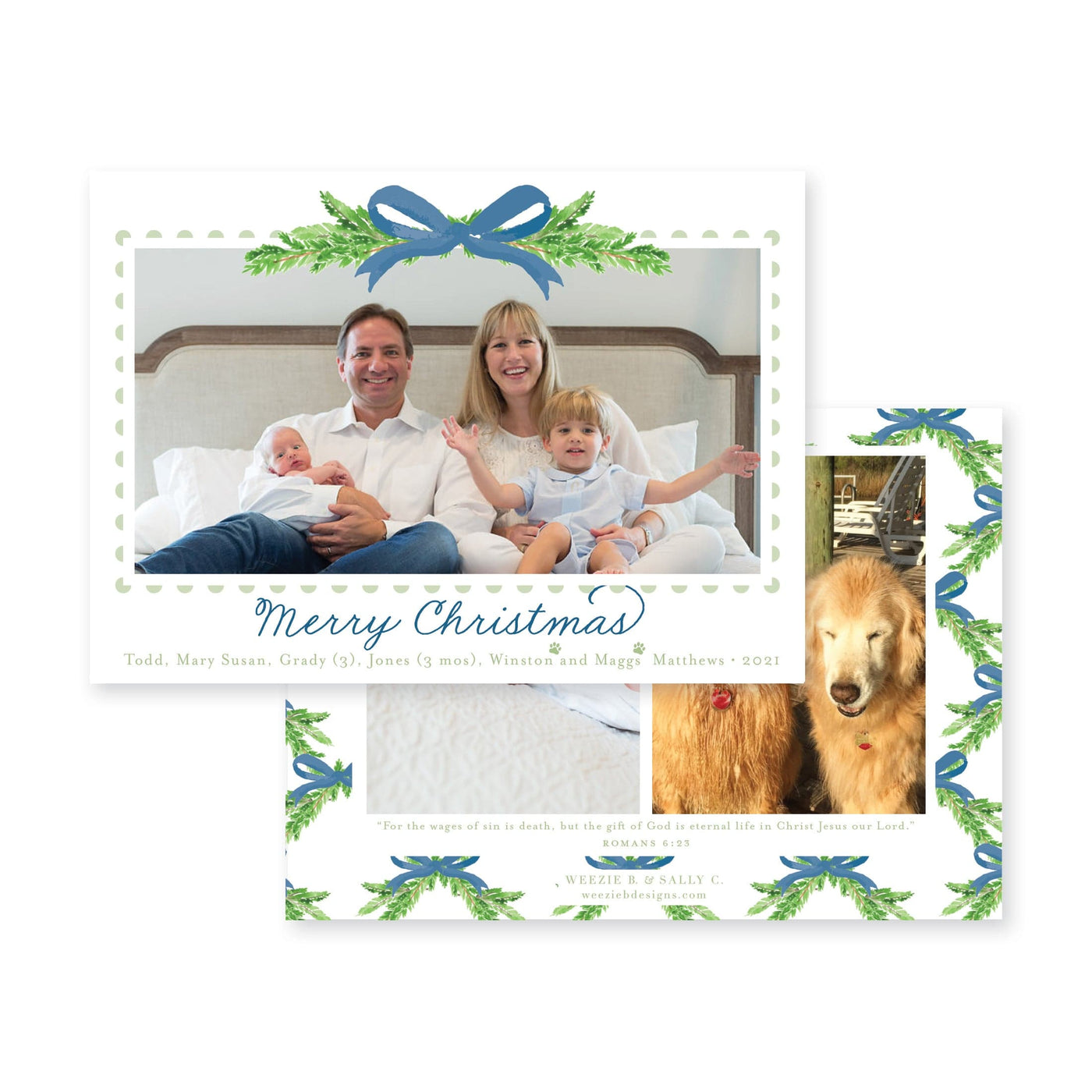 Evergreen Branch Horizontal Christmas Card