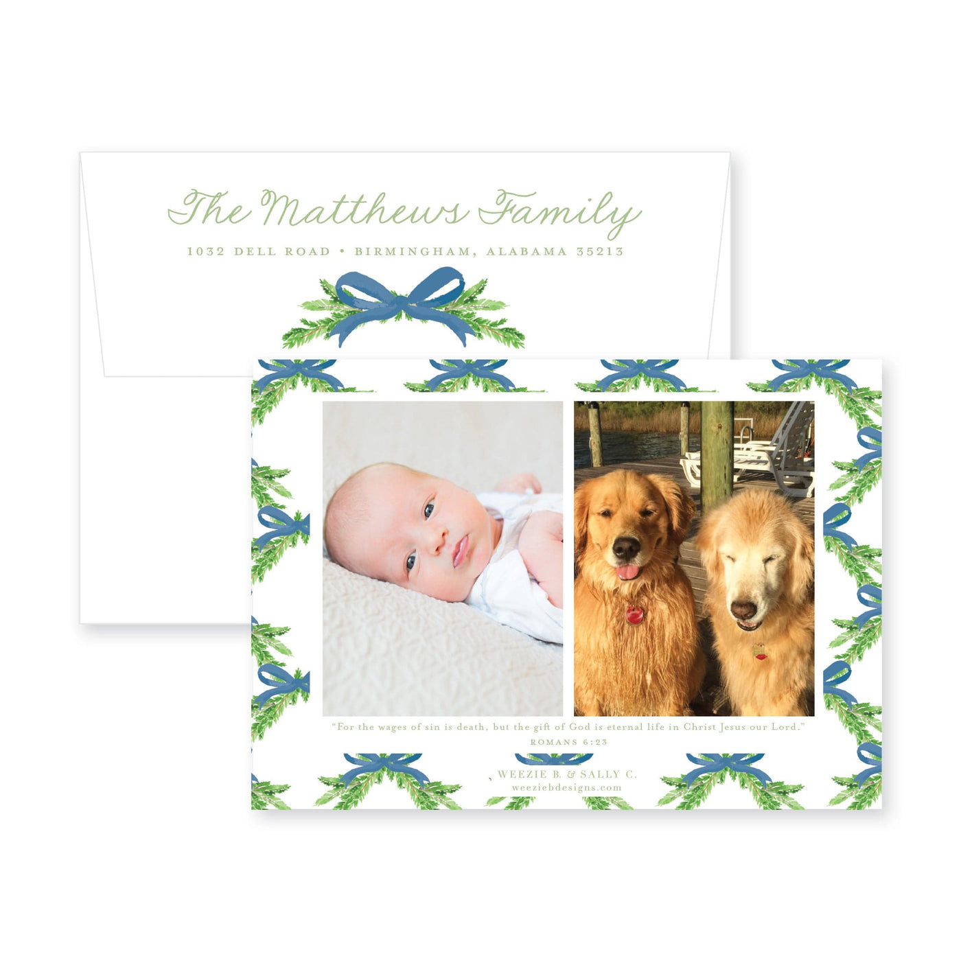 Evergreen Branch Horizontal Christmas Card