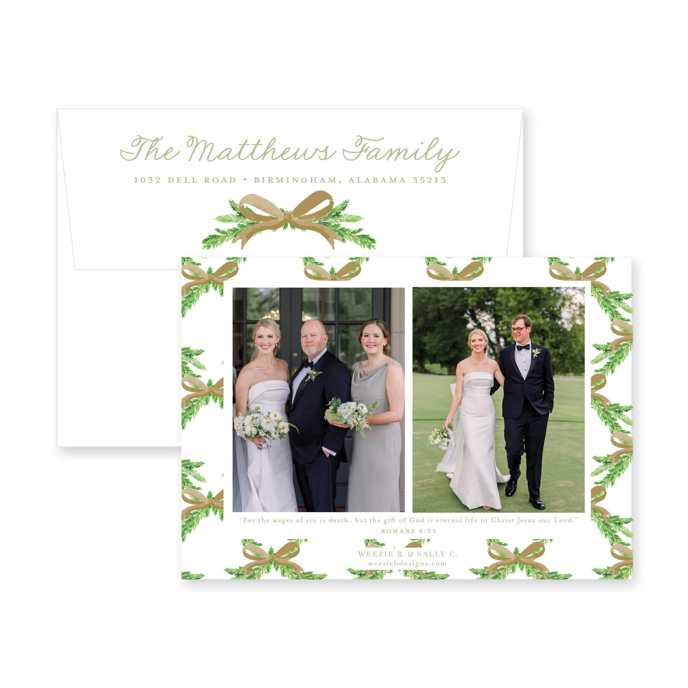 Evergreen Branch Horizontal Christmas Card