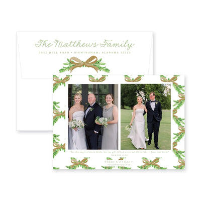 Evergreen Branch Horizontal Christmas Card