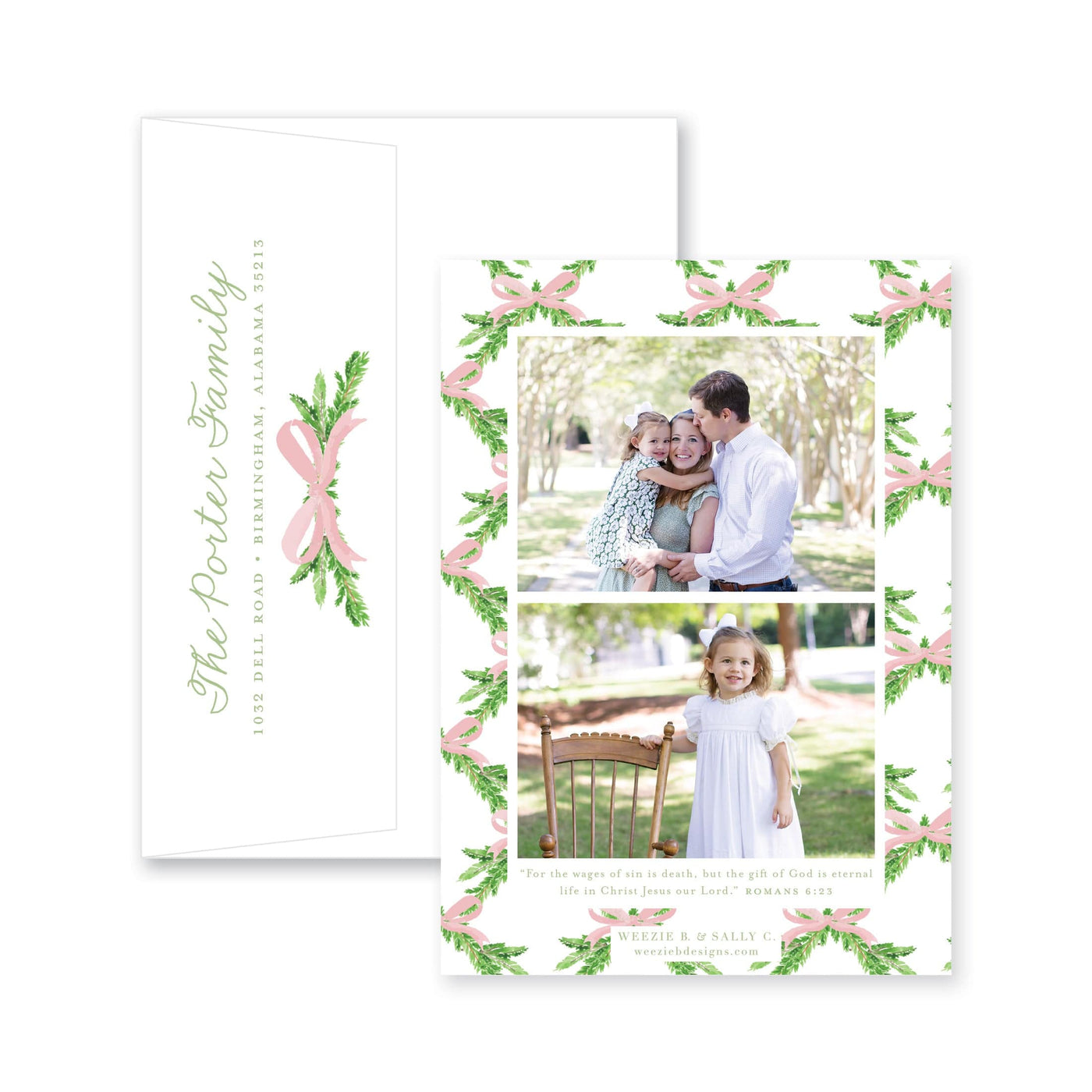 Evergreen Branch Vertical Christmas Card