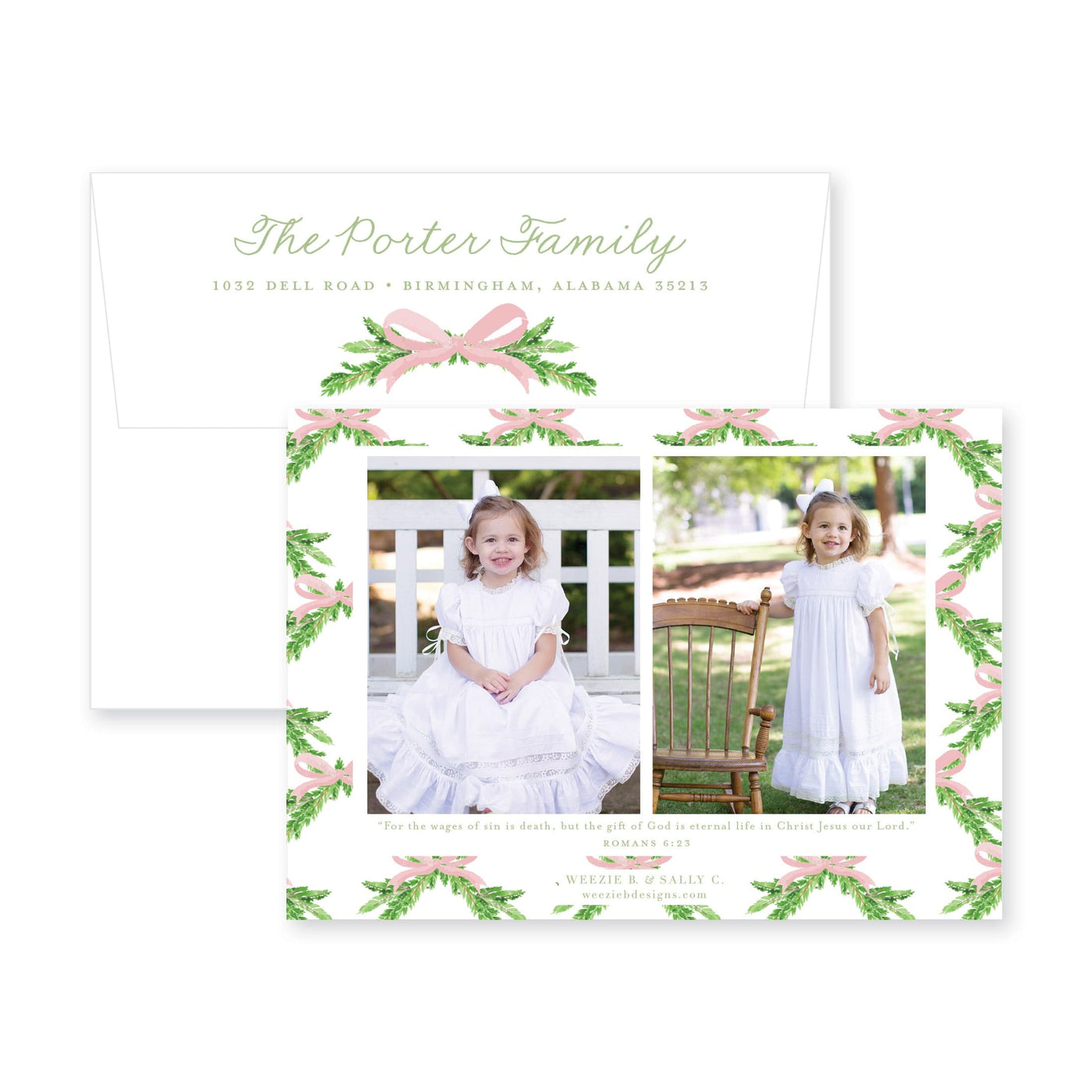 Evergreen Branch Horizontal Christmas Card