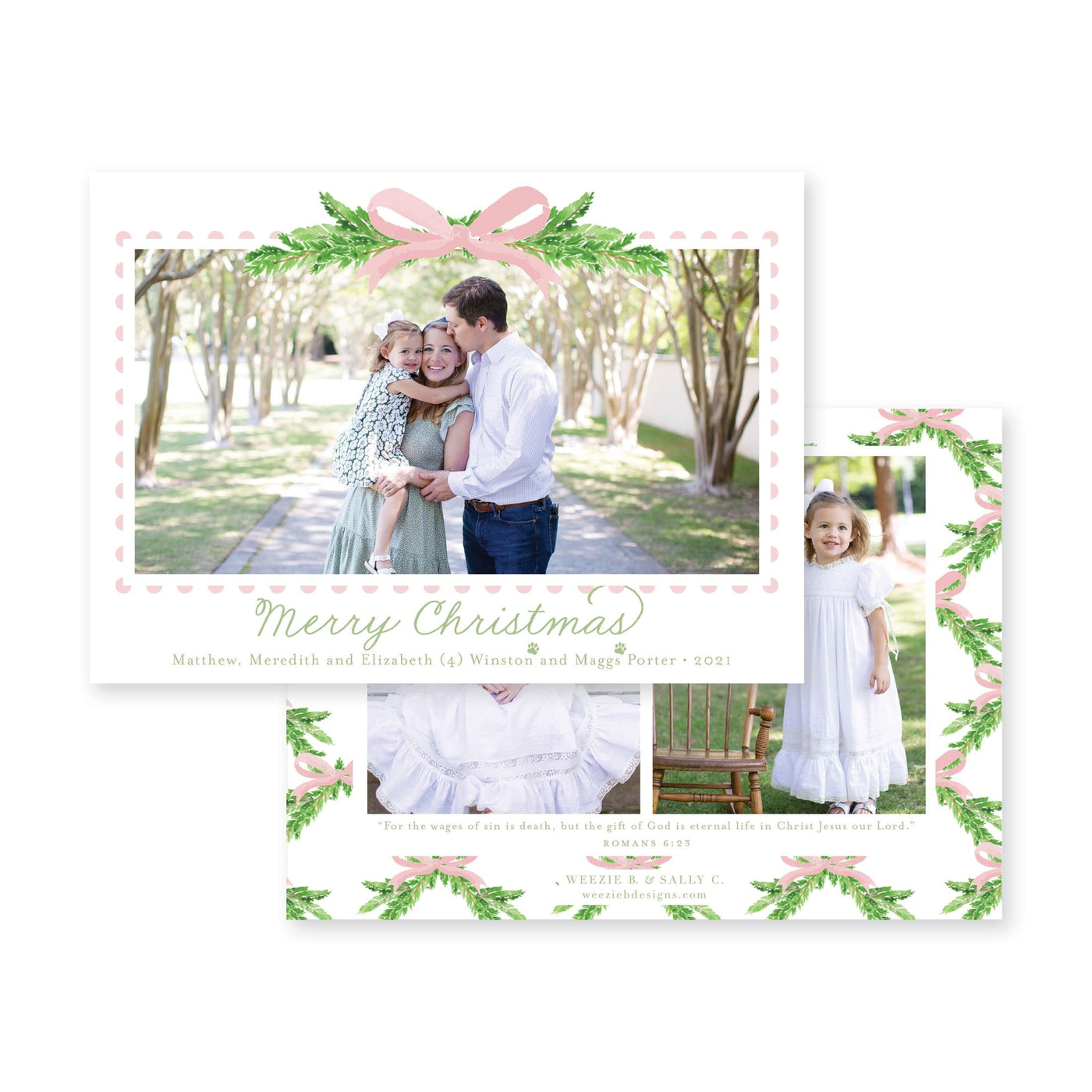 Evergreen Branch Horizontal Christmas Card