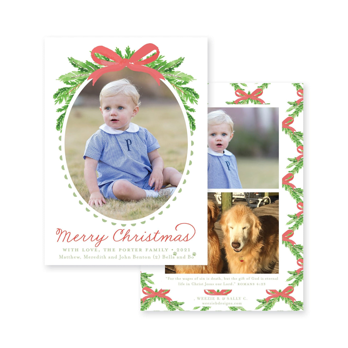 Evergreen Branch Vertical Christmas Card