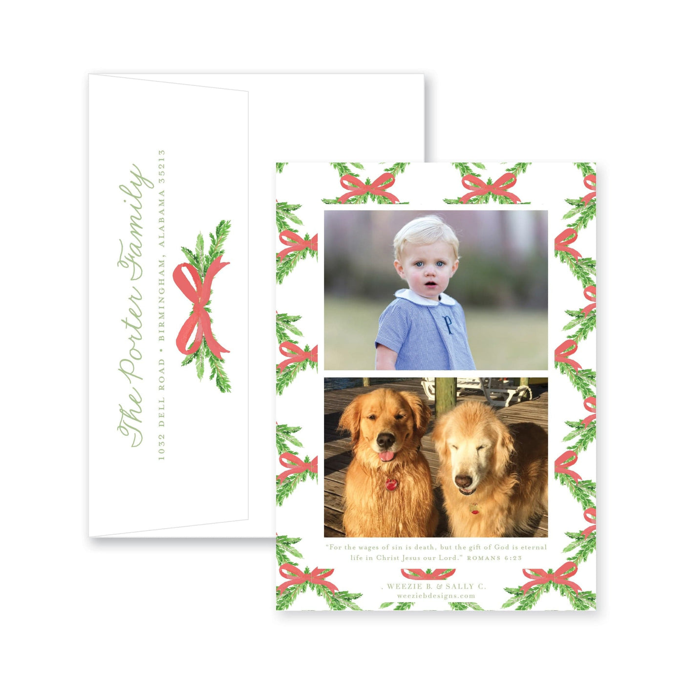 Evergreen Branch Vertical Christmas Card