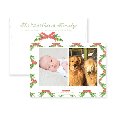 Evergreen Branch Horizontal Christmas Card