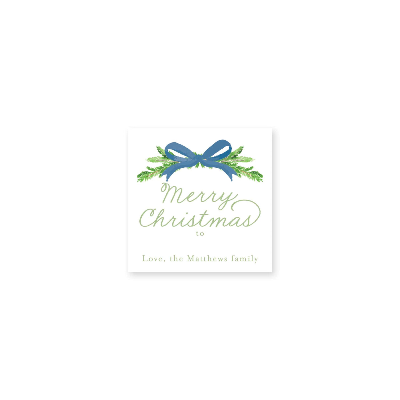 Evergreen Branch and Bow Christmas Stickers