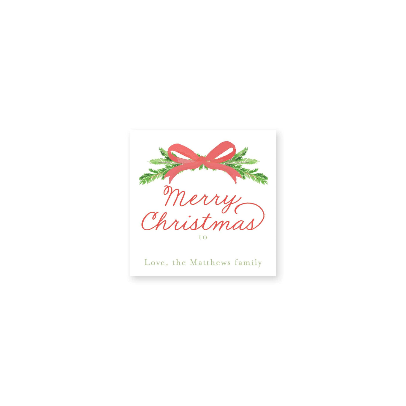 Evergreen Branch and Bow Christmas Stickers