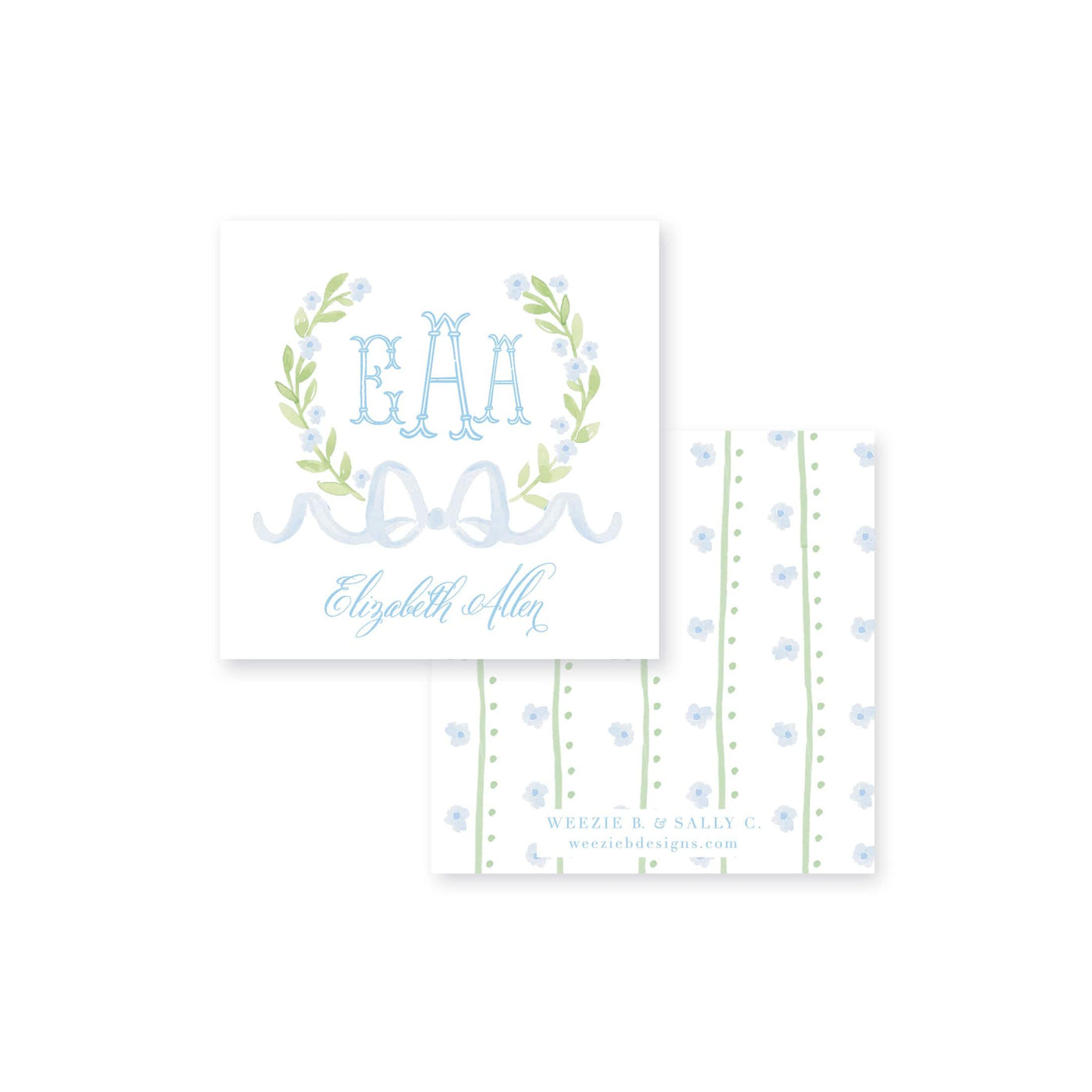 Sweet Watercolor Wreath and Bow Calling Card