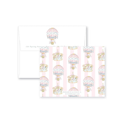 Carousel Hot Air Balloon Flat Note Card