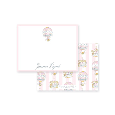 Carousel Hot Air Balloon Flat Note Card