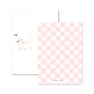 Pig and Spider in Party Hats Gingham Birthday