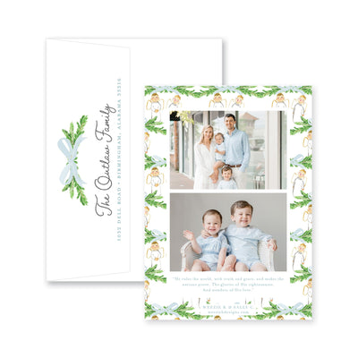 Singing Angels Evergreen Branch Vertical Christmas Card