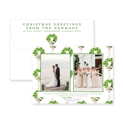 Chic Wreath Horizontal Christmas Card