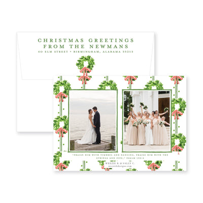 Chic Wreath Horizontal Christmas Card