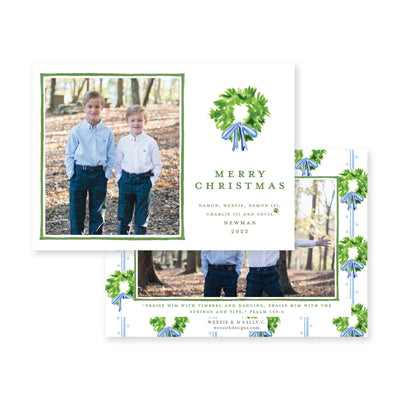 Chic Wreath Horizontal Christmas Card