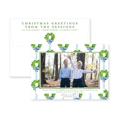 Chic Wreath Horizontal Christmas Card