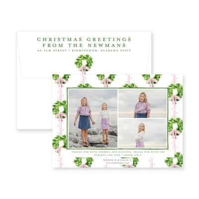 Chic Wreath Horizontal Christmas Card