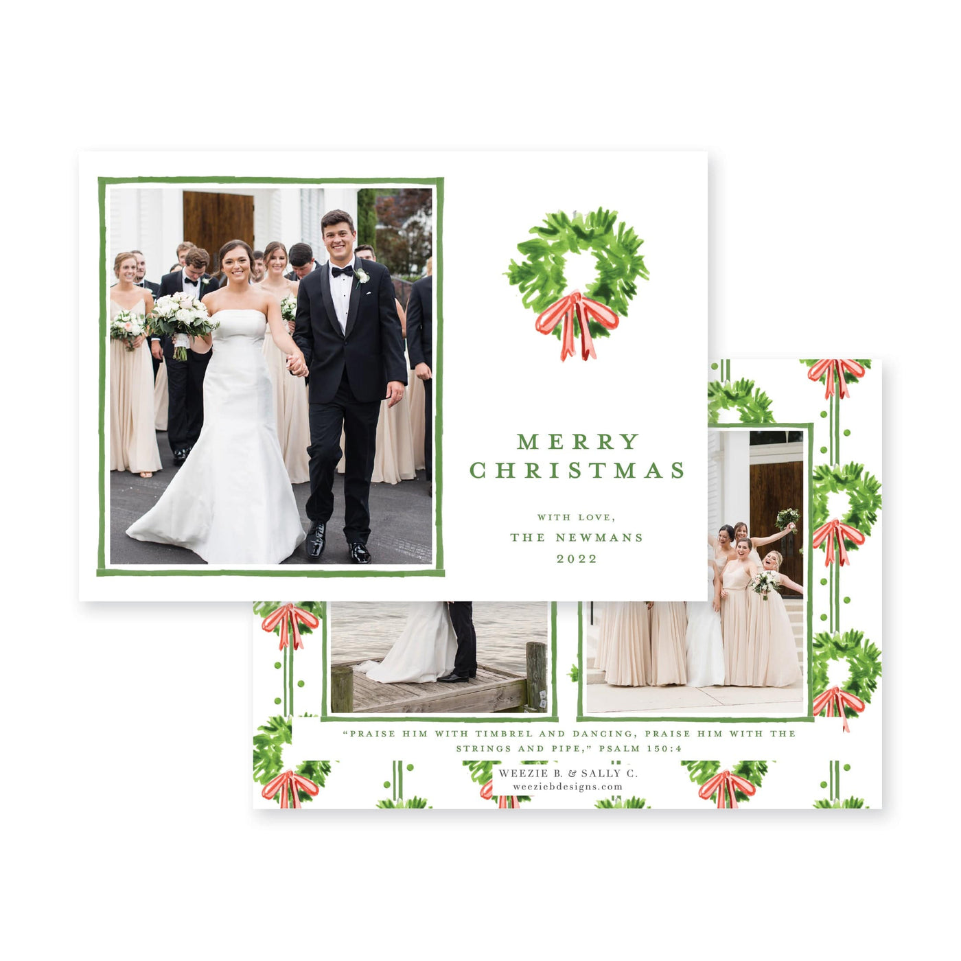 Chic Wreath Horizontal Christmas Card