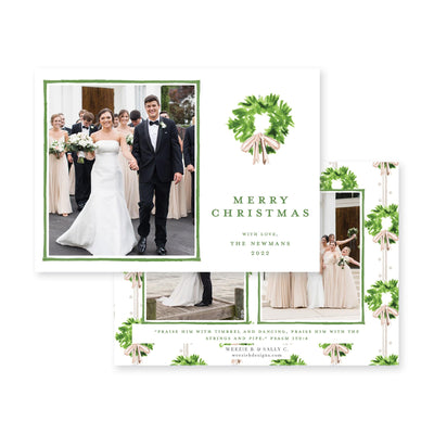 Chic Wreath Horizontal Christmas Card