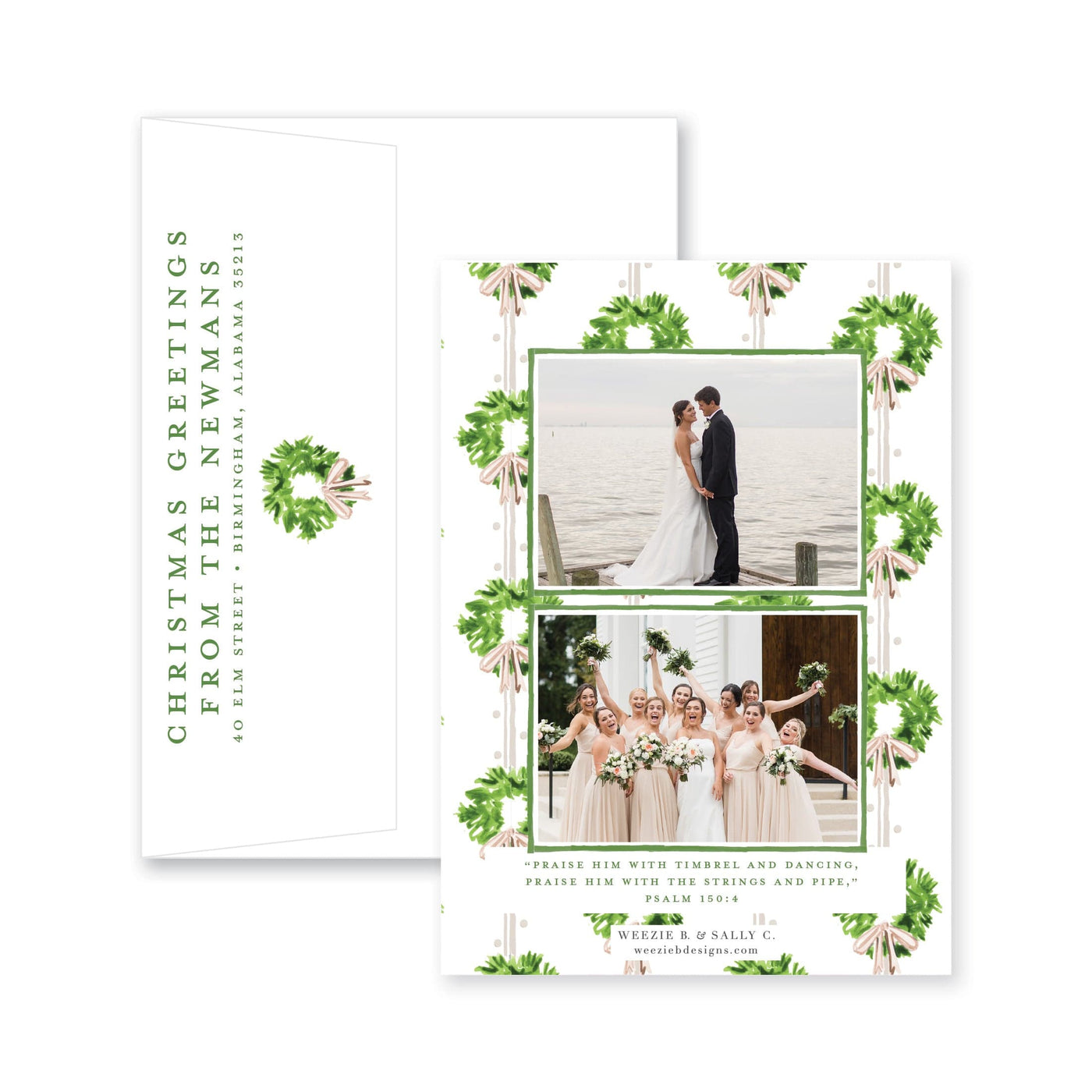 Chic Wreath Vertical Christmas Card
