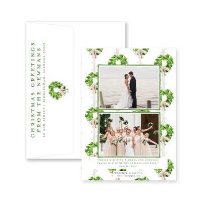 Chic Wreath Vertical Christmas Card