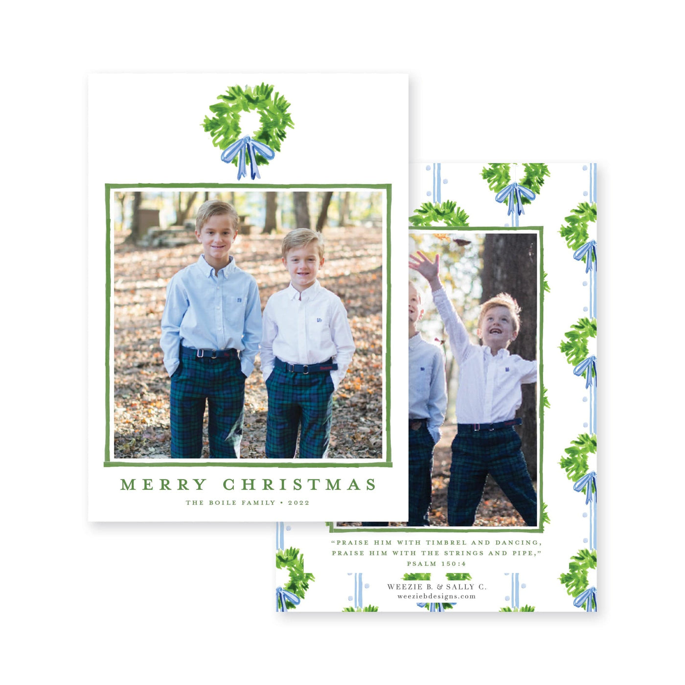 Chic Wreath Vertical Christmas Card