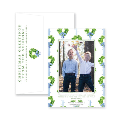 Chic Wreath Vertical Christmas Card