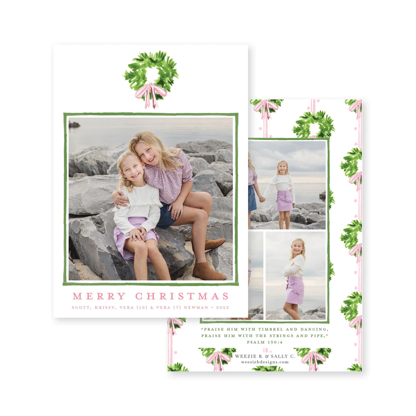 Chic Wreath Vertical Christmas Card