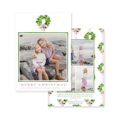 Chic Wreath Vertical Christmas Card