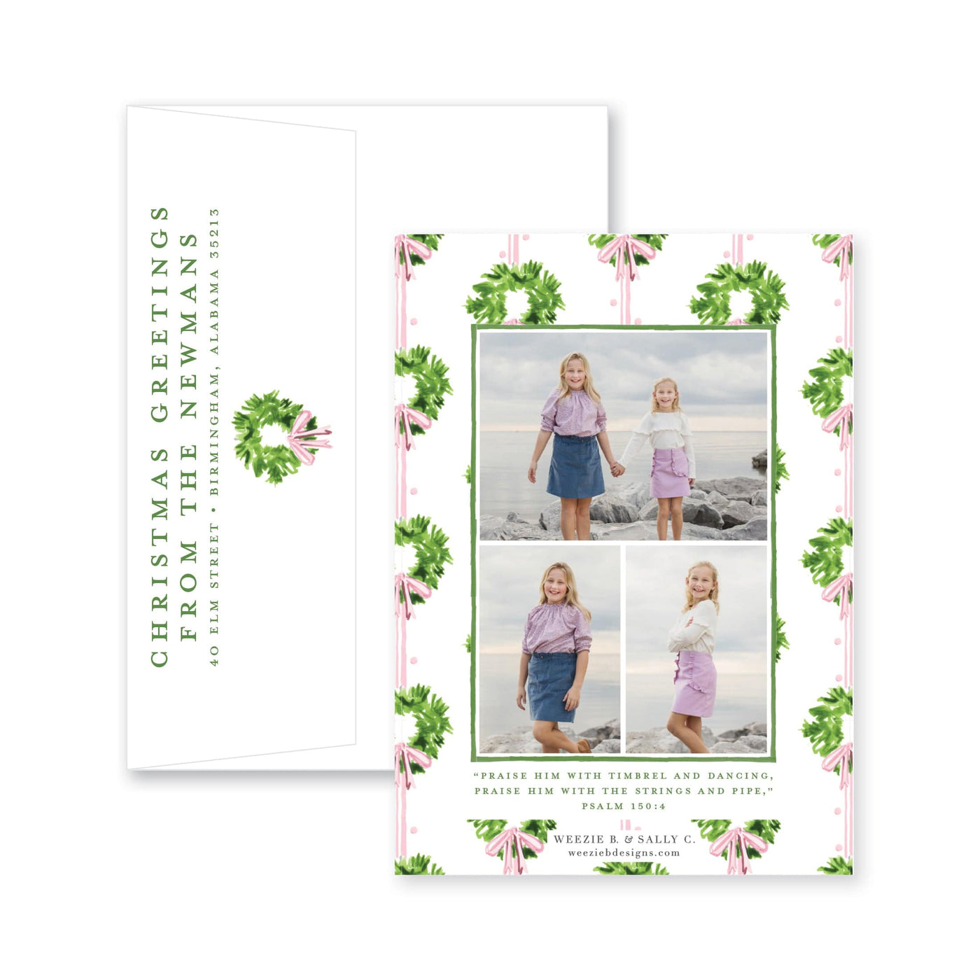 Chic Wreath Vertical Christmas Card