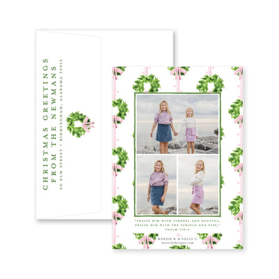 Chic Wreath Vertical Christmas Card