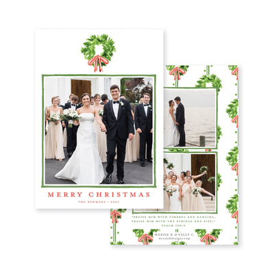 Chic Wreath Vertical Christmas Card