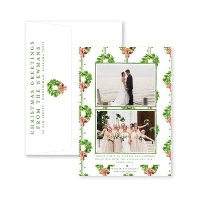 Chic Wreath Vertical Christmas Card