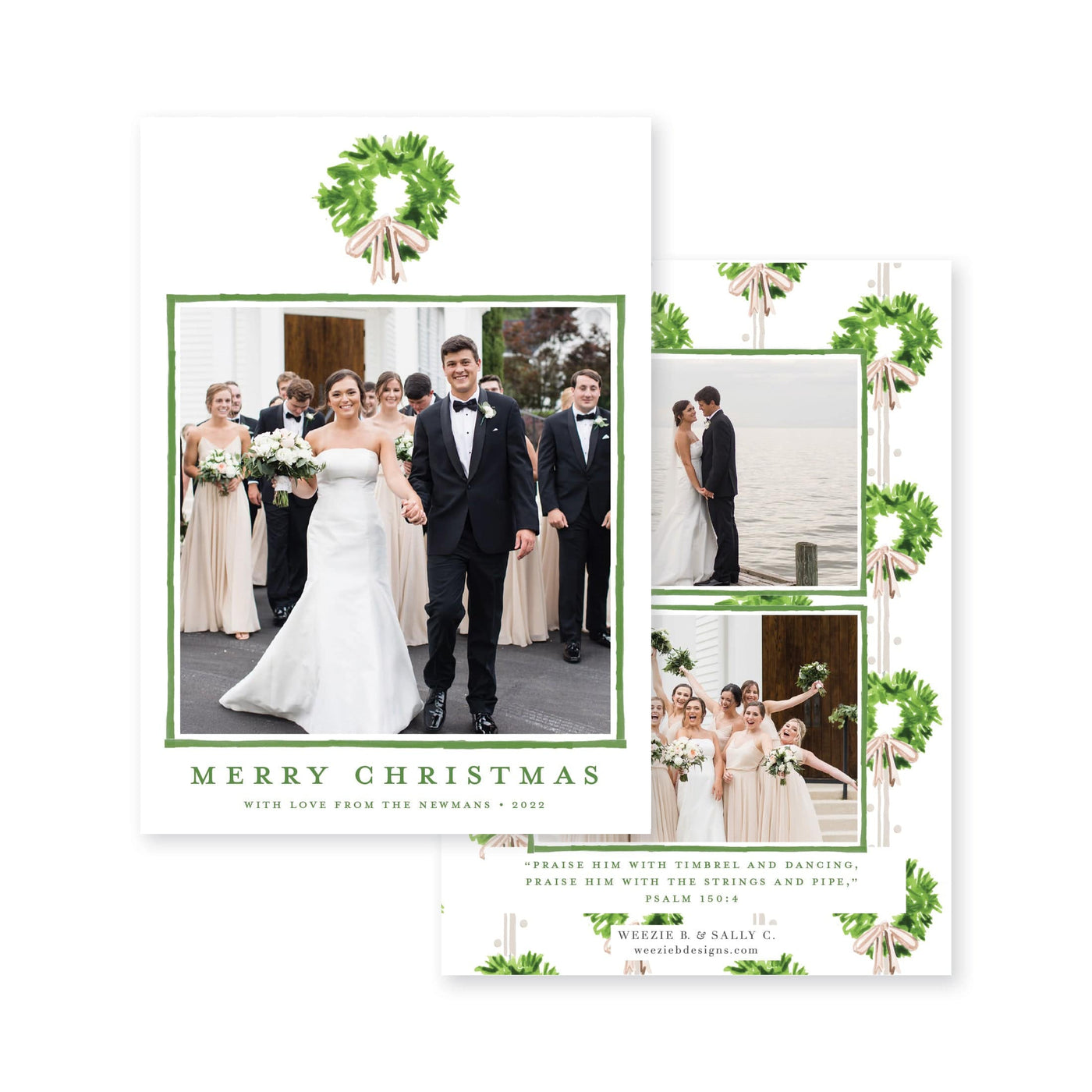 Chic Wreath Vertical Christmas Card