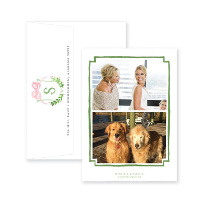 Crest With Big Bow Vertical Christmas Card