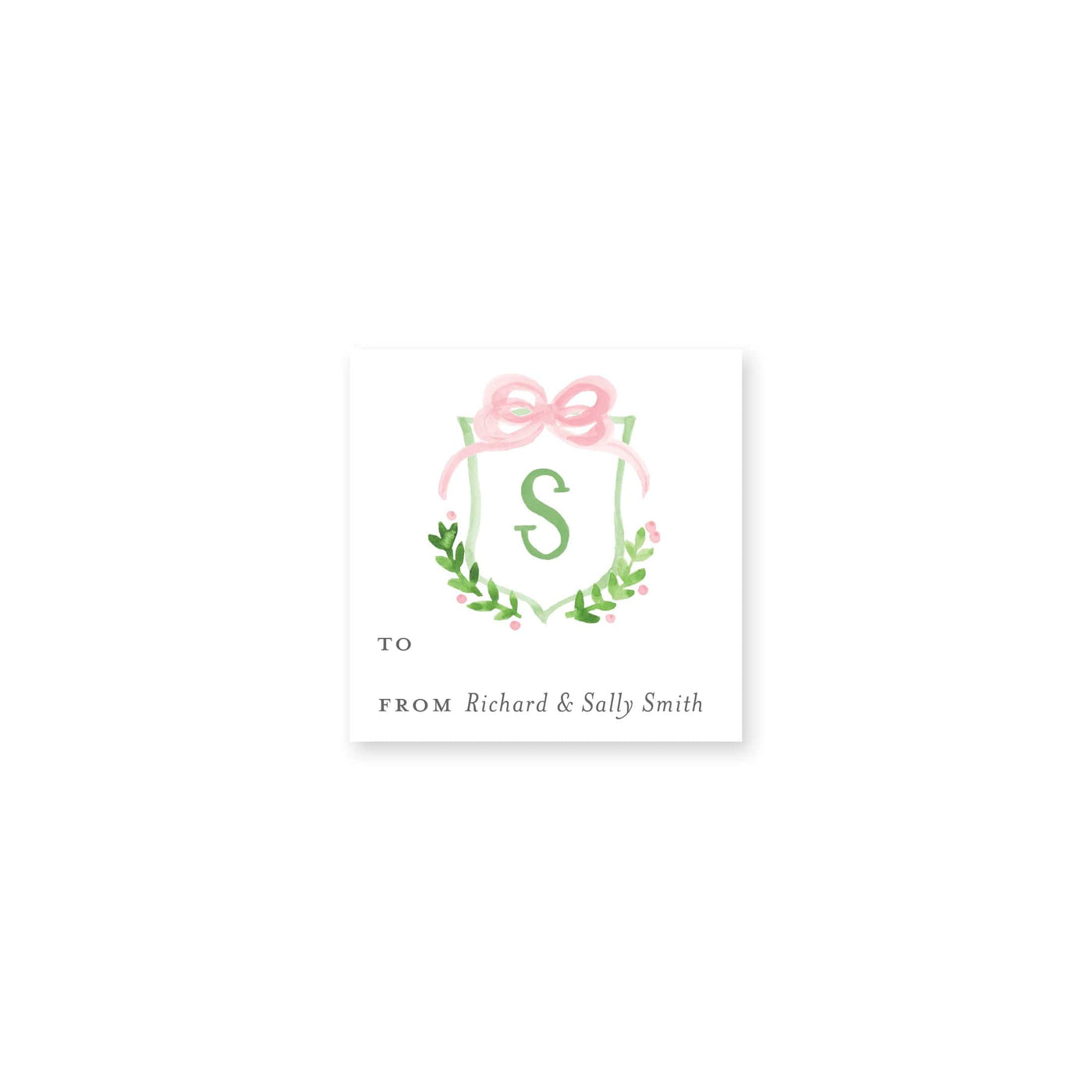 Crest With Big Bow Christmas Gift Stickers