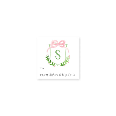 Crest With Big Bow Christmas Gift Stickers