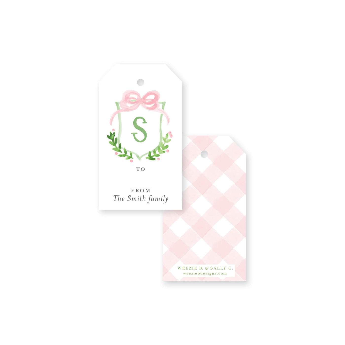 Crest With Big Bow Christmas Tag