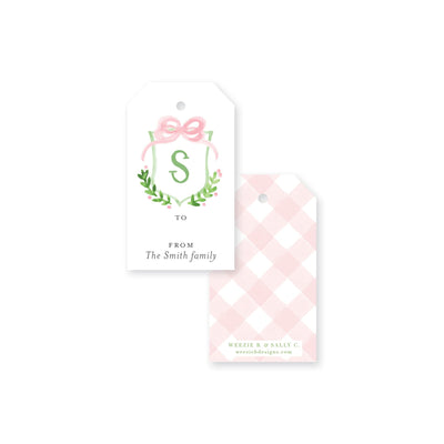 Crest With Big Bow Christmas Tag
