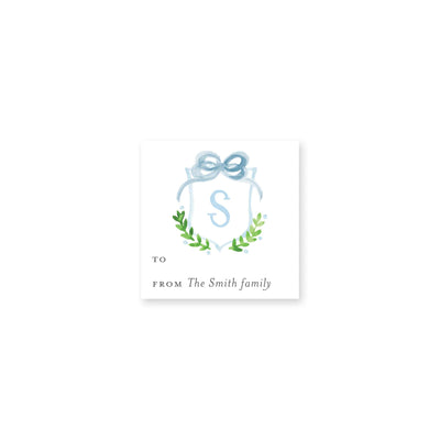 Crest With Big Bow Christmas Gift Stickers