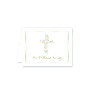 Watercolor Floral Cross Folded Note Card