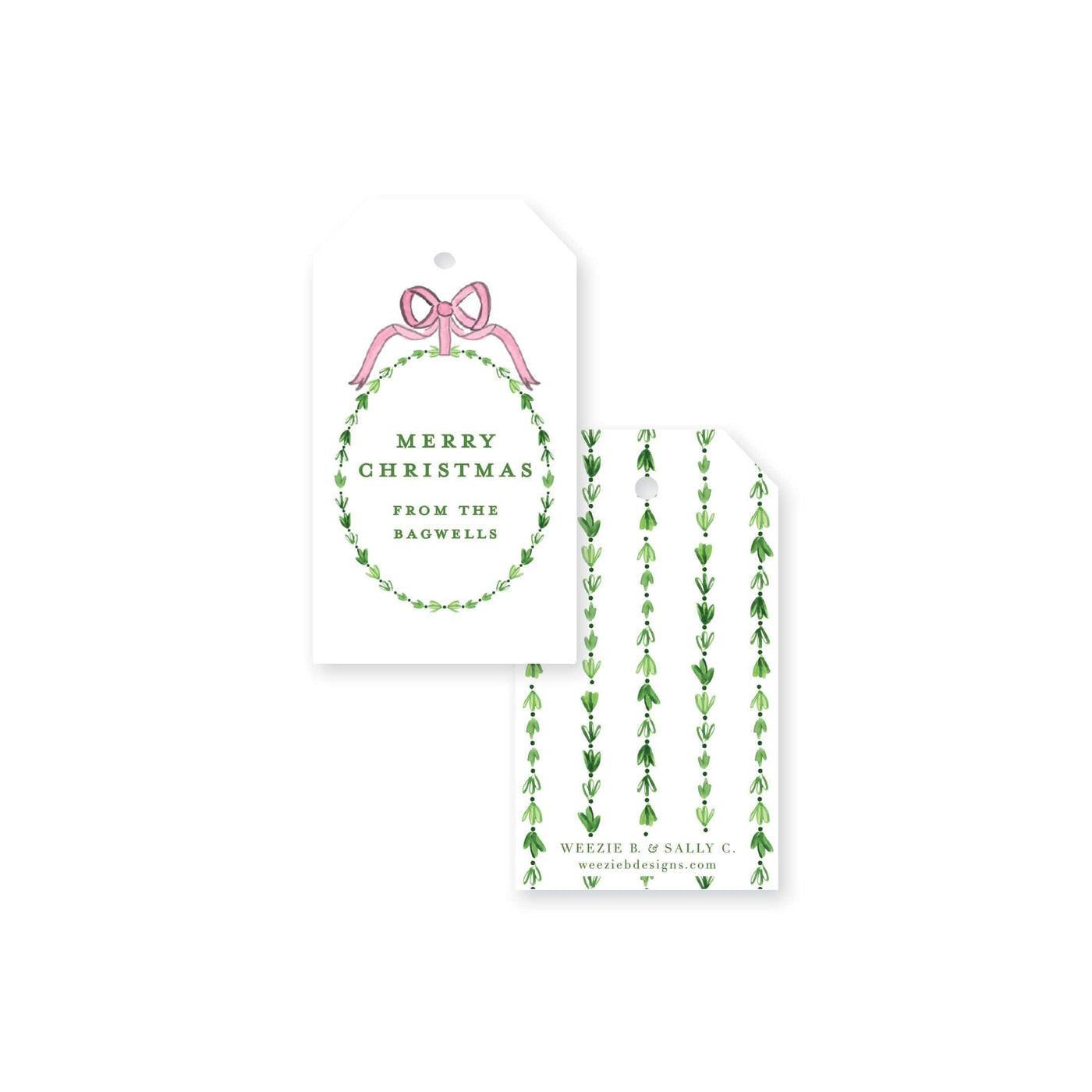 Dainty Greenery with Bow Christmas Gift Tag