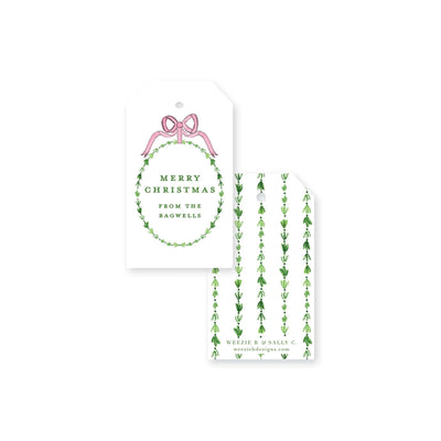 Dainty Greenery with Bow Christmas Gift Tag