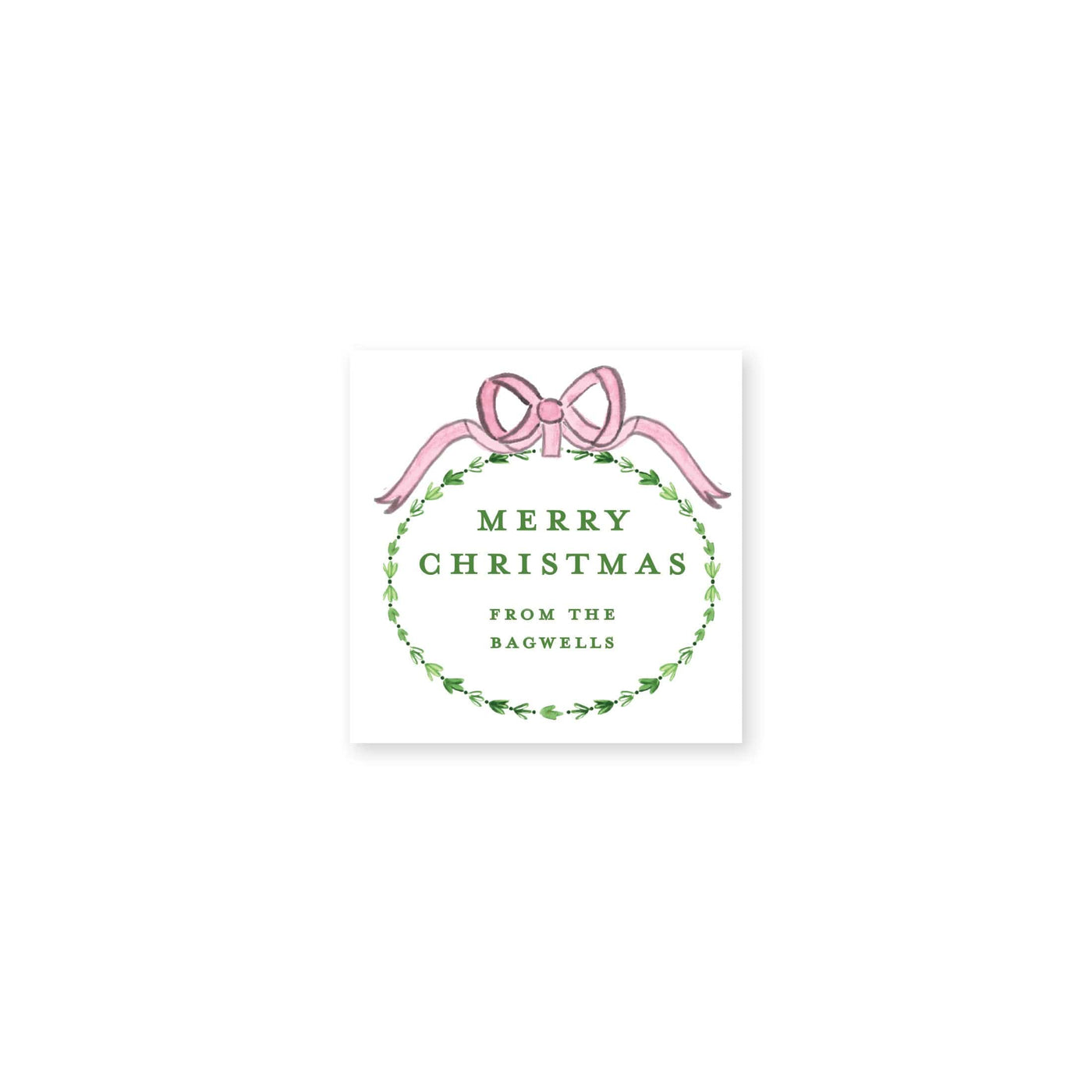 Dainty Greenery and Bow Christmas Gift Stickers