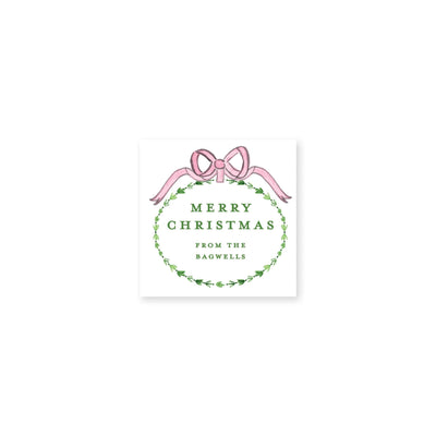 Dainty Greenery and Bow Christmas Gift Stickers