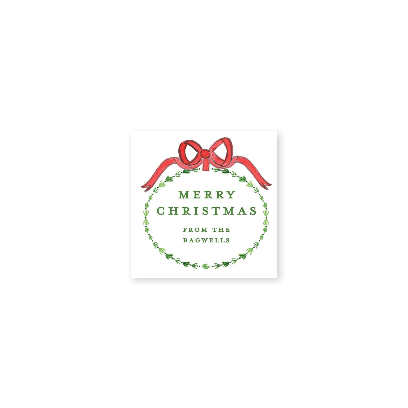 Dainty Greenery and Bow Christmas Gift Stickers